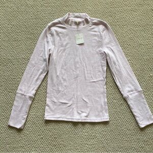 Free People Ribbed Mock Neck Long Sleeve Bodycon Blouse Purple Size Medium NWT